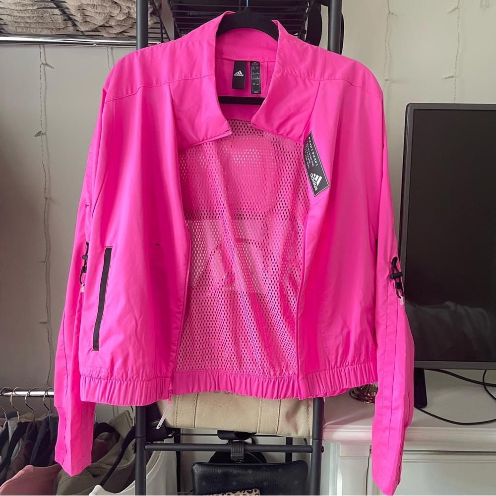 ADIDAS pink mesh windbreaker